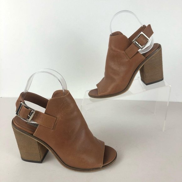 Steve Madden Talento Tan Leather Block Heels Sz 6 - Picture 2 of 12